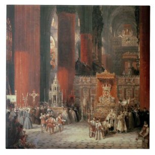 Produktie in de kathedraal van Sevilla, 1833 (olie Tegeltje
