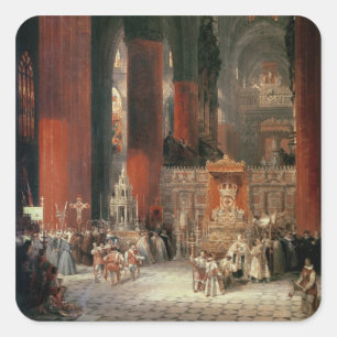 Produktie in de kathedraal van Sevilla, 1833 (olie Vierkante Sticker