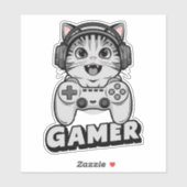 Proef chat en video game mand sticker (Vel)