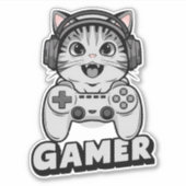 Proef chat en video game mand sticker (Voorkant)