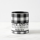 Proef en zie dat de HEER goed is, zwart en wit Mok (Midden)