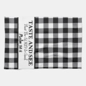 Proef en zie dat de HEER goed is, zwart en wit Theedoek (Horizontaal)