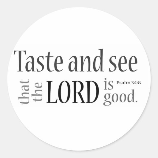 Proef en zie... Psalm 34:8 Ronde Sticker (Voorkant)