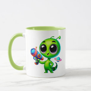 Proef met een laserpistool en een planeet mok