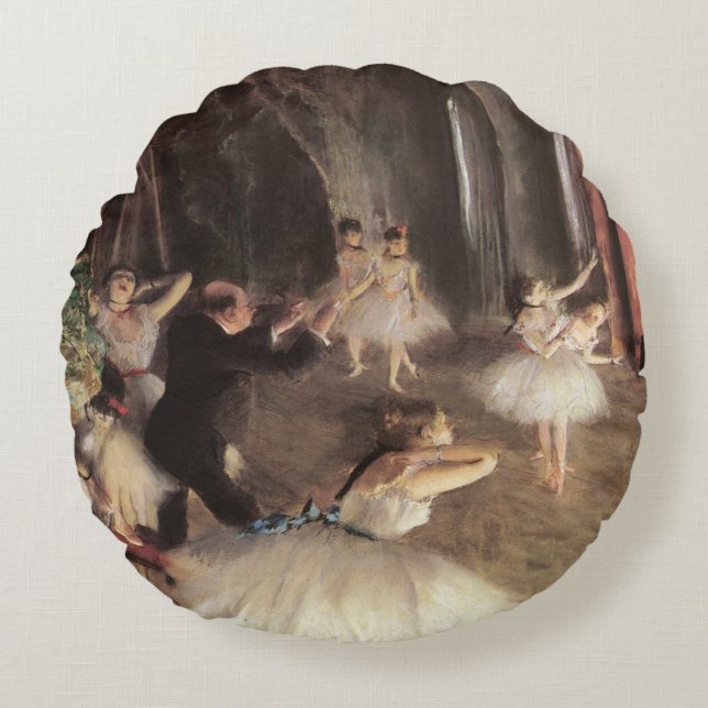 Proef op het toneel door Edgar Degas Rond Kussen (Voorkant)