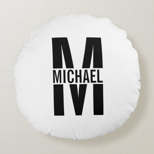Proefabonnement op speciale monogram en naam rond kussen (Voorkant)