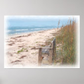 Proefbank bij de Waterverf van het strand Poster (Voorkant)