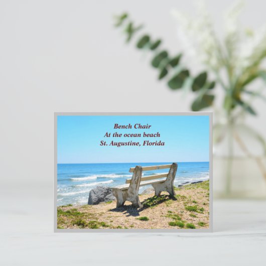 Proefbank op de bus briefkaart (Staand voorkant)