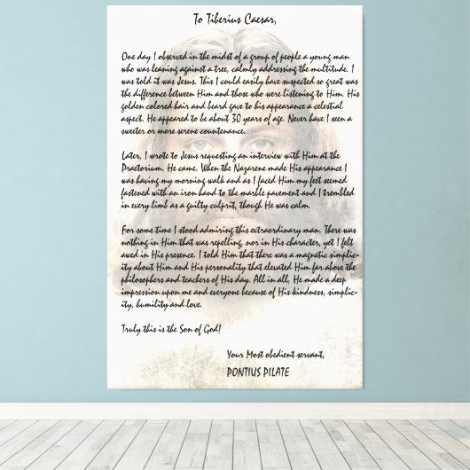 Proefbrief aan Caesar waarin Jezus Christus wordt  Canvas Afdruk (Insitu (Houten vloer))