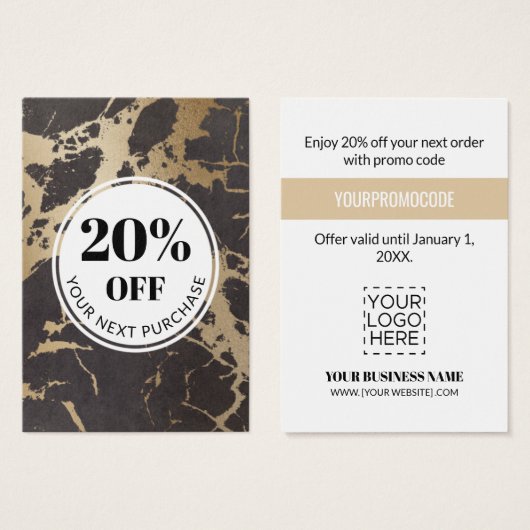 Proefcode zwarte goudmarmer Kaarten Visitekaartje (Voorkant /achterkant)