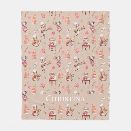 Proefdieren in pantserfabriek, bruin fleece deken (Voorkant)