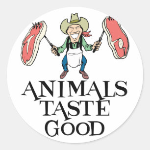 Proefdieren smaken goed ronde sticker