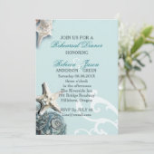 Proefdiner voor Blue Seashells Beach Wedding Kaart (Staand voorkant)