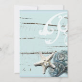 Proefdiner voor Blue Seashells Beach Wedding Kaart (Achterkant)