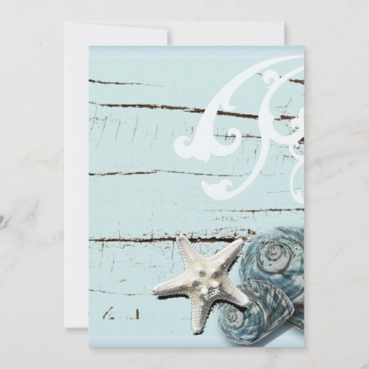 Proefdiner voor Blue Seashells Beach Wedding Kaart (Achterkant)