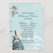 Proefdiner voor Blue Seashells Beach Wedding Kaart (Voorkant / Achterkant)