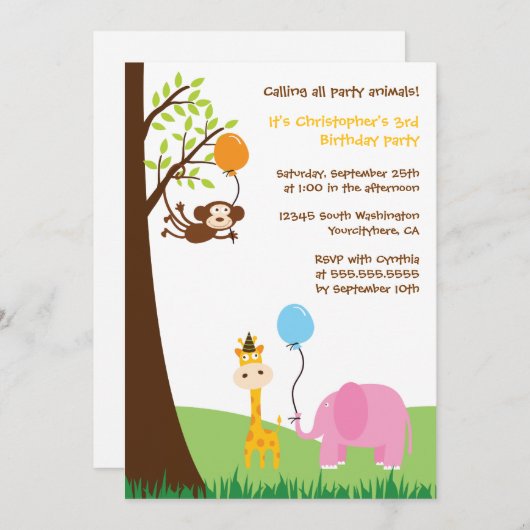 Proeffeesten leuk verjaardagsfeest kaart (Voorkant / Achterkant)