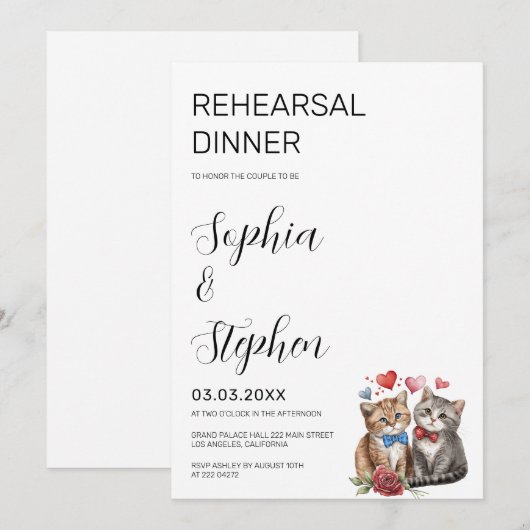 Proefhuwelijk van een stel katten verliefd  kaart (Voorkant / Achterkant)