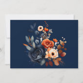 Proefhuwelijksdiner in Navyblauw en Oranje Pioenro Kaart (Achterkant)