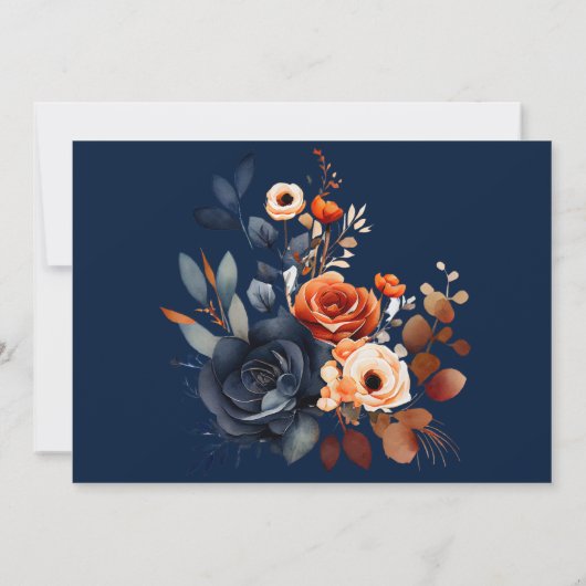 Proefhuwelijksdiner in Navyblauw en Oranje Pioenro Kaart (Achterkant)