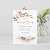 Proefhuwelijksdiner Waterverf Blush Rozenkrans Kaart (Staand voorkant)