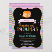 Proefpannenkoeken en pjs-partijuitnodiging kaart (Voorkant / Achterkant)