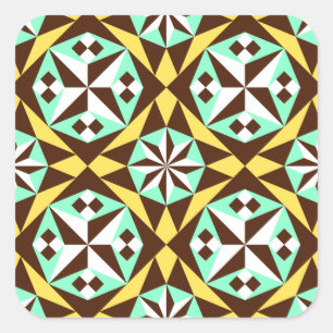 Proefpatroon van Barcelona in geel, bruin en blauw Vierkante Sticker