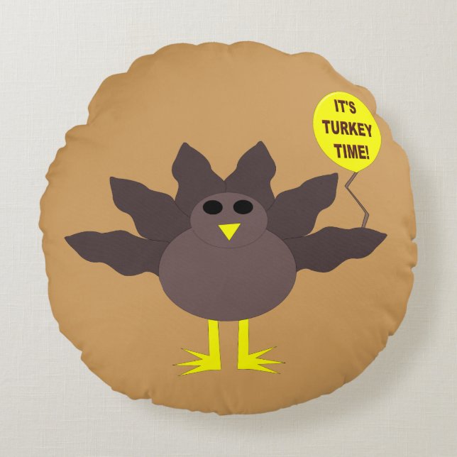 Proefproject Thanksgiving tijd Turkije Rond Kussen (Voorkant)