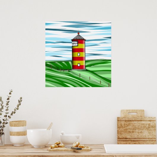 Proefvuurtoren Pilsumer Leuchtturm Poster (Keuken)