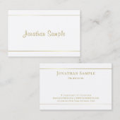Proesional Design Gold Script Calligraphy Modern Visitekaartje (Voorkant / Achterkant)