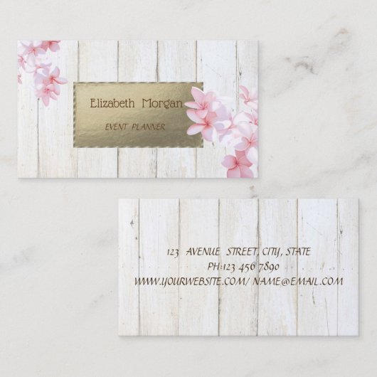 Proesional Elegant Wood Texture,Flowers Visitekaartje (Voorkant / Achterkant)