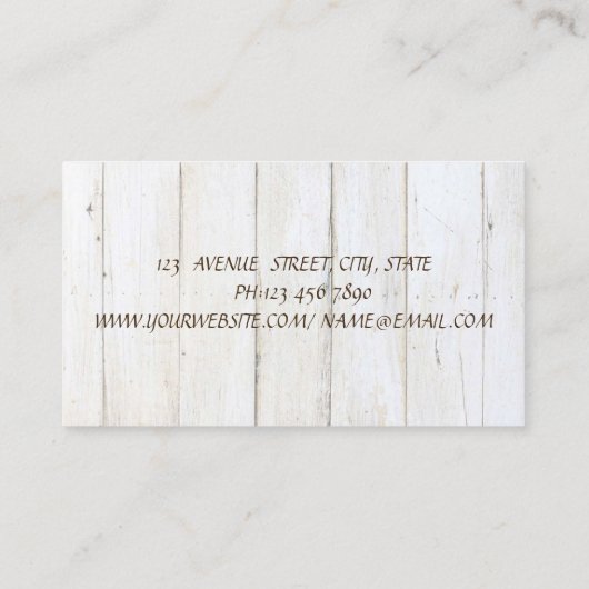Proesional Elegant Wood Texture,Flowers Visitekaartje (Achterkant)