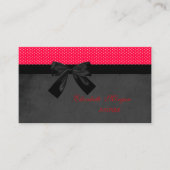 Proesional Modern Cute Red Stippen-Black Bow Visitekaartje (Voorkant)