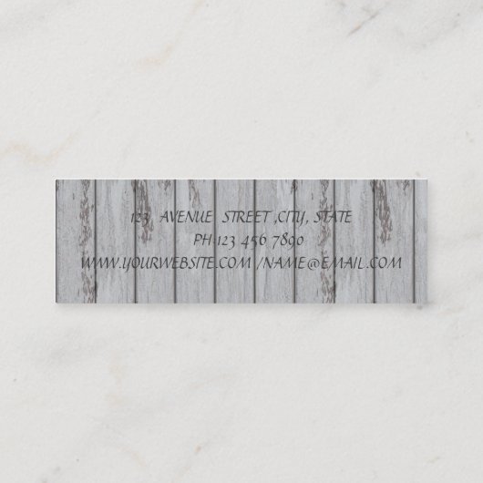 Proesional Modern, Lashes, Lipstick, houtextuur Mini Visitekaartje (Achterkant)