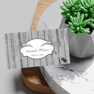 Proesional Modern, Lashes, Lipstick, houtextuur Visitekaartje