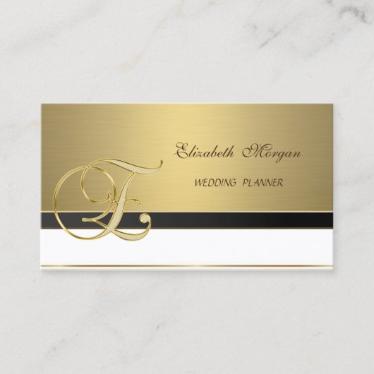 Proesional Modern Luxury Elegant Golden-Monogram Visitekaartje (Voorkant)