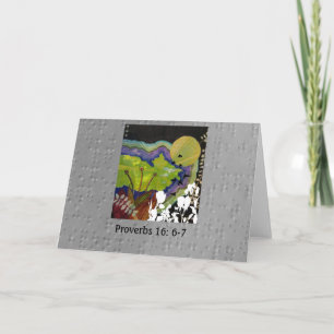 Proeven 16: 6-7 geïllustreerd op braille kaart