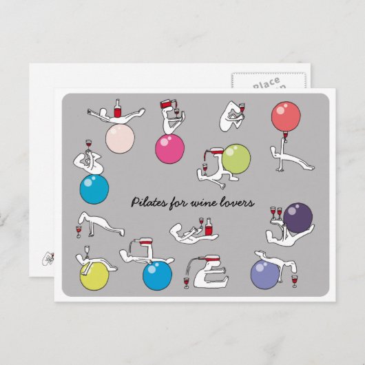 Proeven voor briefkaart van wijnliefhebbers, grijs (Voorkant / Achterkant)