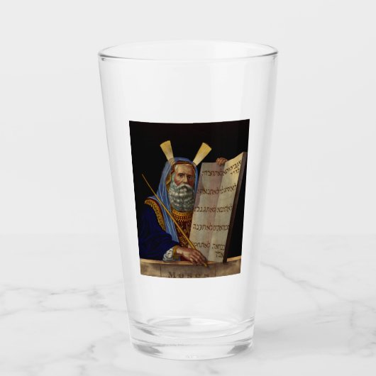 Profeet Mozes met de tabletten van de wet Glas (Voorkant)