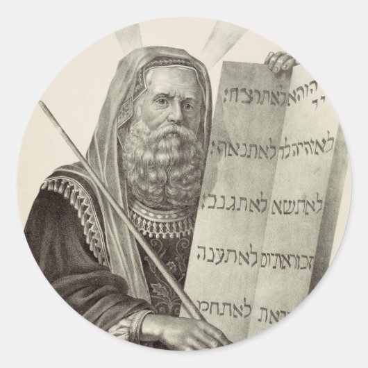 Profeet Mozes met de tabletten van de wet Ronde Sticker (Voorkant)