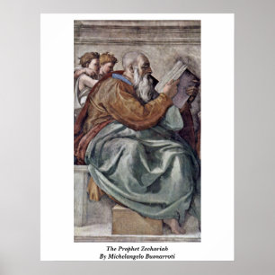 profeet Zechariah door Michelangelo Buonarroti Poster