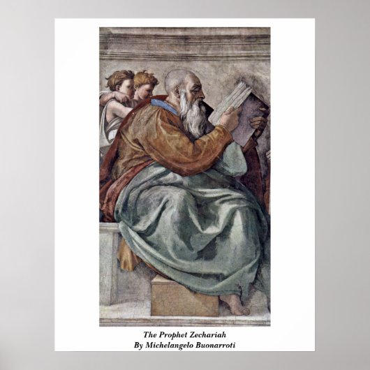 profeet Zechariah door Michelangelo Buonarroti Poster (Voorkant)