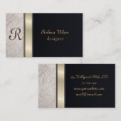 Profesionaal elegant modern monogram zwart visitekaartje (Voorkant / Achterkant)