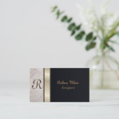Profesionaal elegant modern monogram zwart visitekaartje (Staand voorkant)