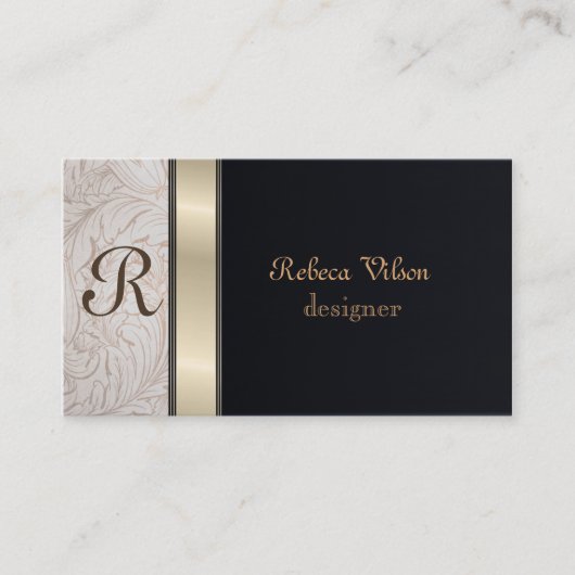 Profesionaal elegant modern monogram zwart visitekaartje (Voorkant)