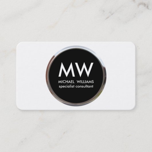 Profesional elegante metal círculo negro plata visitekaartje (Voorkant)