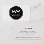 Profesional elegante metal círculo negro plata visitekaartje (Voorkant / Achterkant)