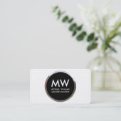 Profesional elegante metal círculo negro plata visitekaartje (Staand voorkant)