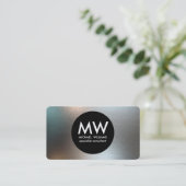 Profesional elegante metal círculo negro plata visitekaartje (Staand voorkant)