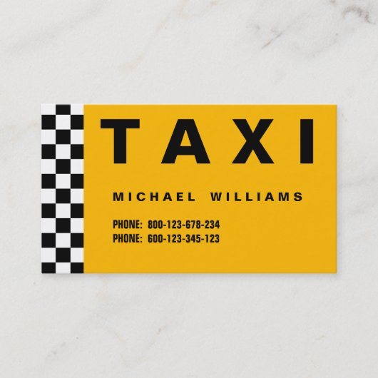 PROFESIONAL ELEGANTE SIMPLE METAL TAXI TAXISTA VISITEKAARTJE (Voorkant)